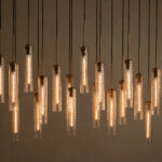 GV Glass Linear Light Hammered Glass Chandelier