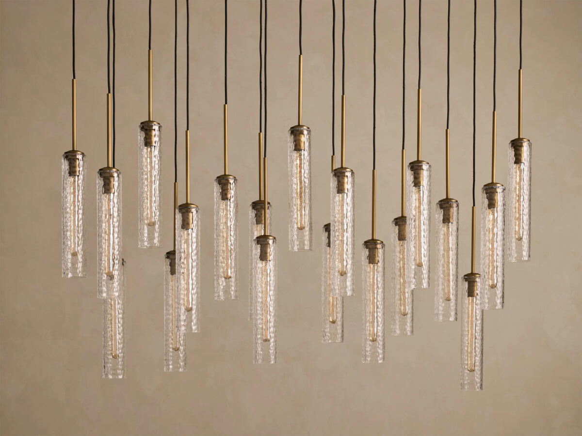 GV Glass Linear Light Hammered Glass Chandelier - Image 4