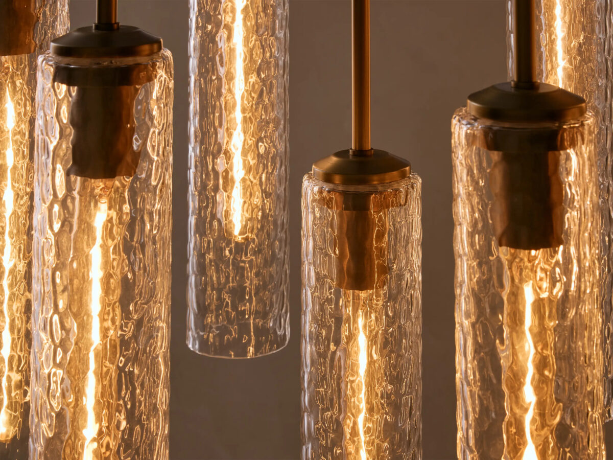 GV Glass Linear Light Hammered Glass Chandelier - Image 3