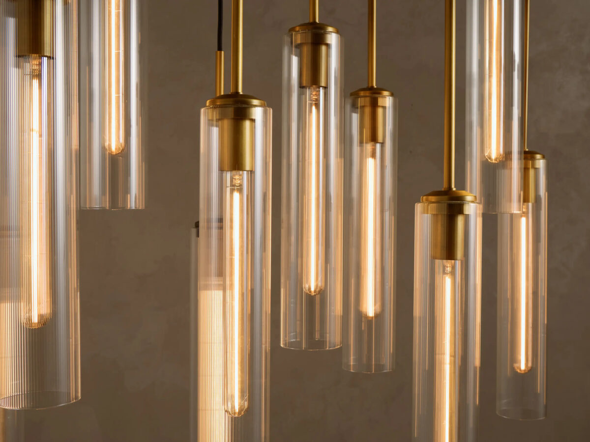 GV Linear Fluted Glass Light Chandelier - Image 4