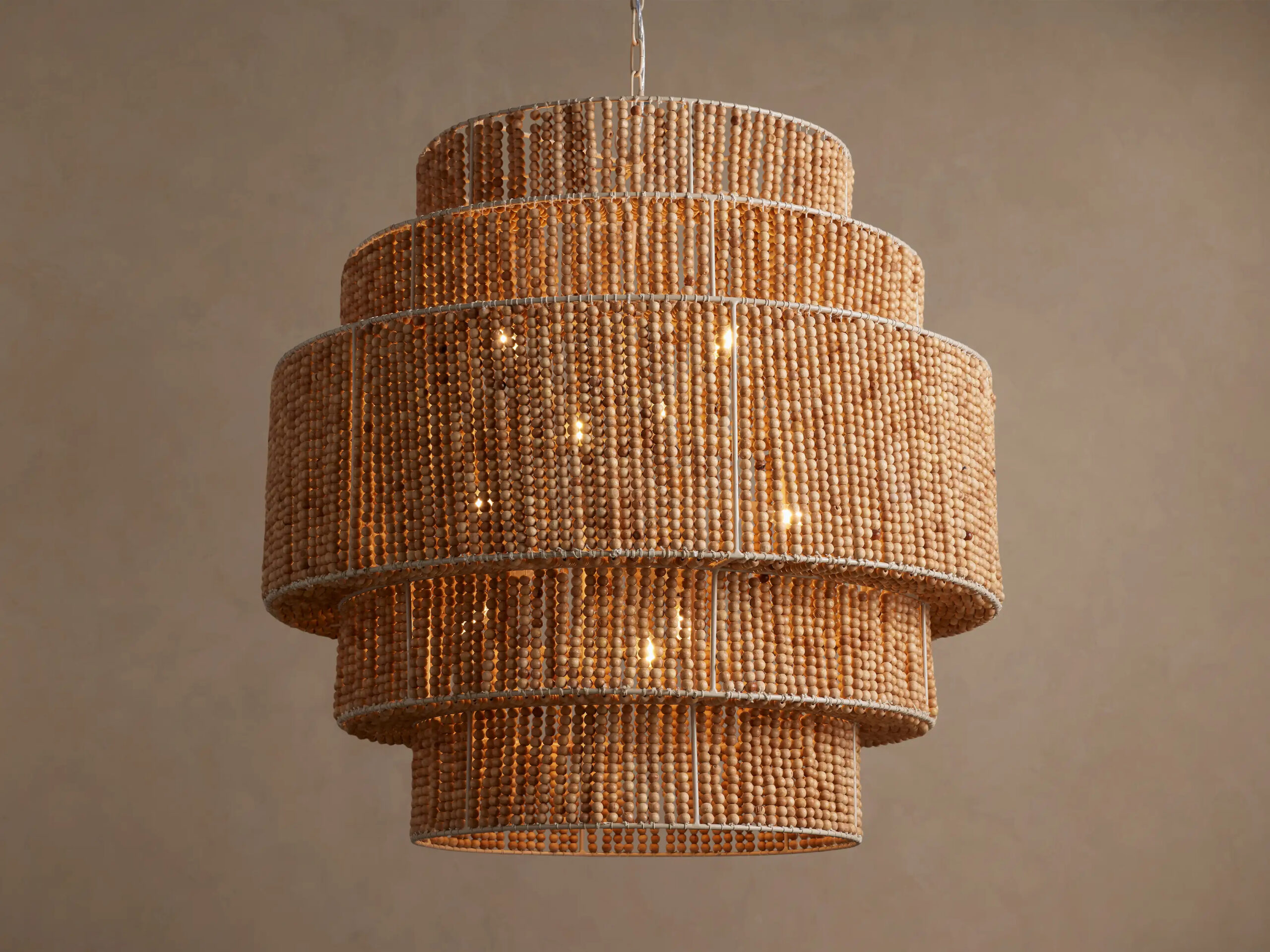 661355H002_OX260113 GV Wood Bead Chandelier Kash Round Light - Image 1