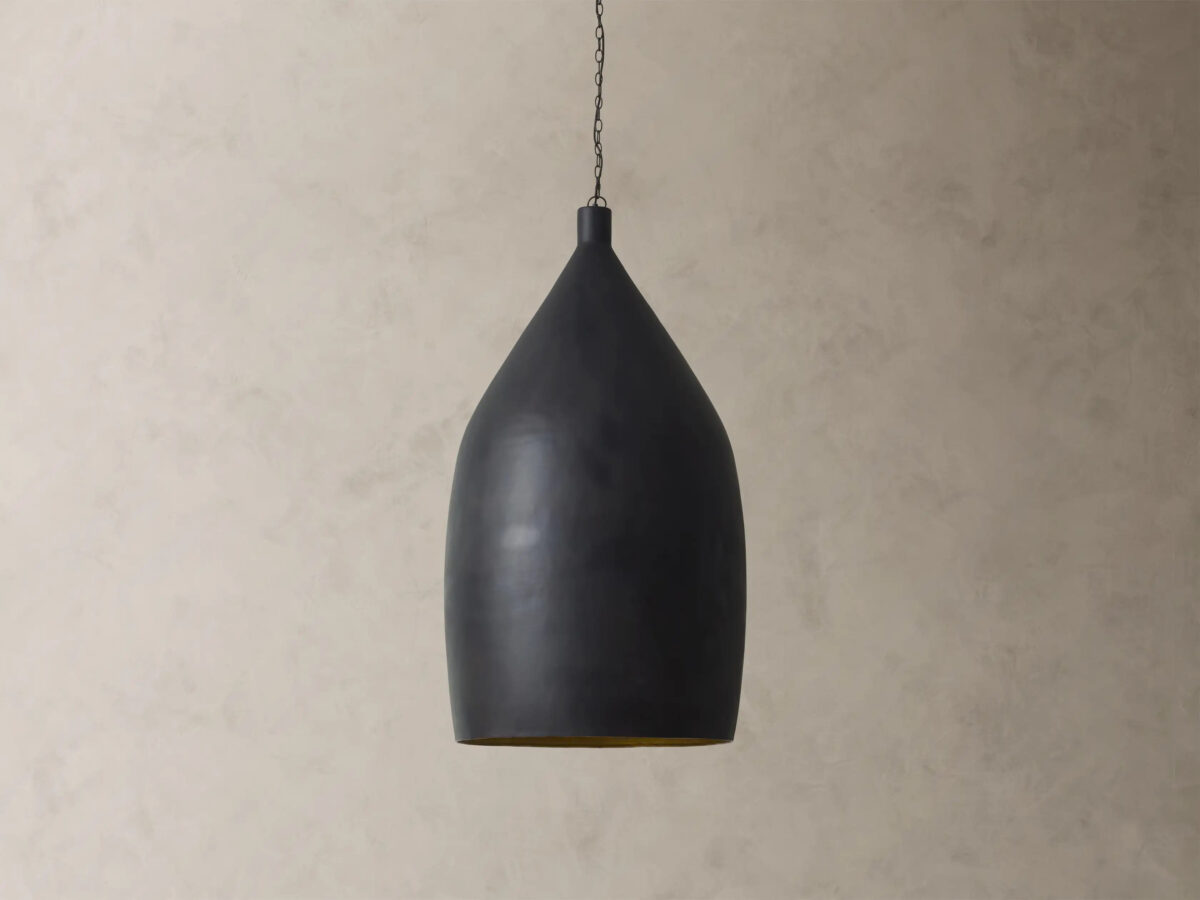 GV Iron Cone Pendant 14 Inch Black and Brass - Image 8
