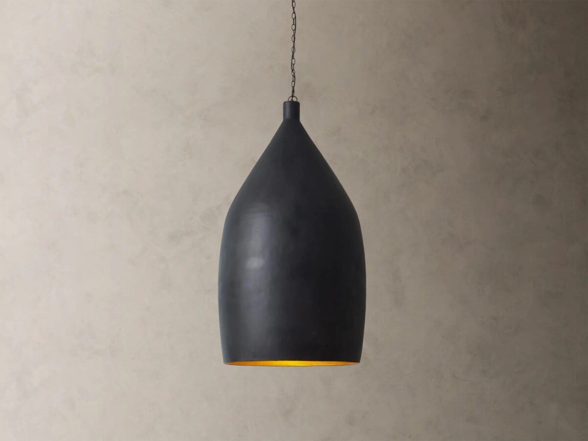 GV Iron Cone Pendant 14 Inch Black and Brass - Image 7