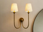 GV Saige Bronze Wall Sconce with Off White Shades - Image 5