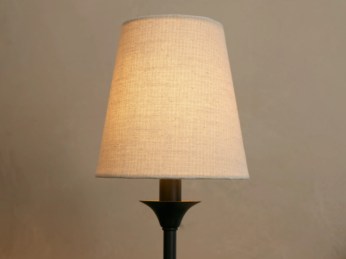 GV Saige Bronze Wall Sconce with Off White Shades - Image 4