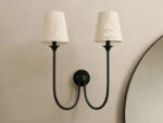 GV Saige Bronze Wall Sconce with Off White Shades - Image 3