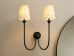 GV Saige Bronze Wall Sconce with Off White Shades