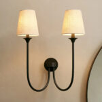 GV Saige Bronze Wall Sconce with Off White Shades