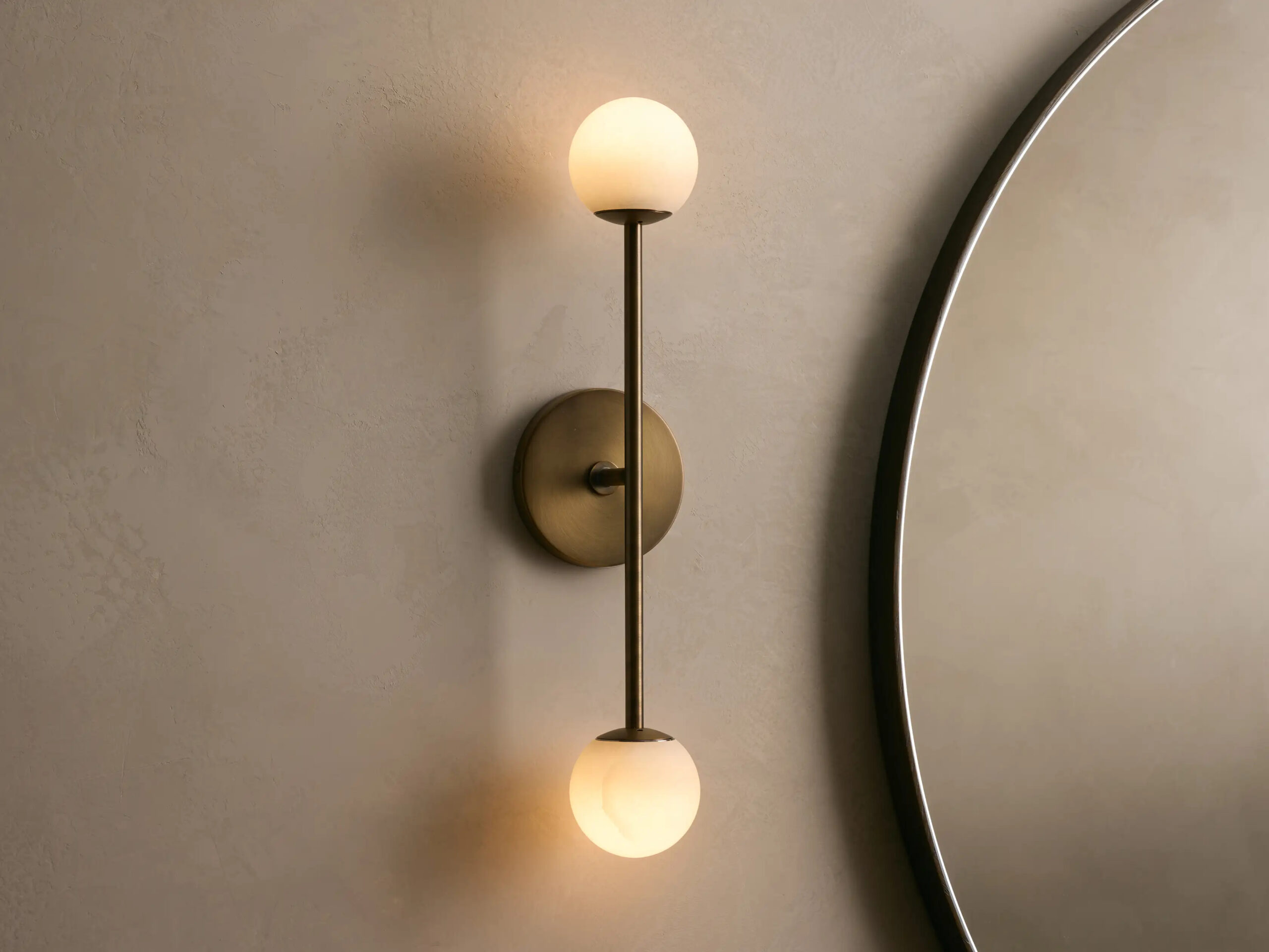 661595H07_L250708 GV Modern Stone Sconce Double LED Wall Light - Image 1
