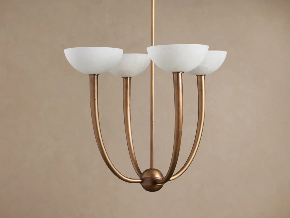 GV Saguaro Brass Chandelier with Alabaster Shades - Image 6