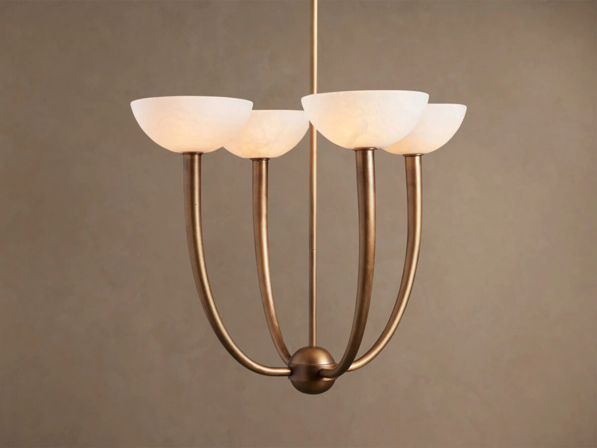 GV Saguaro Brass Chandelier with Alabaster Shades - Image 5