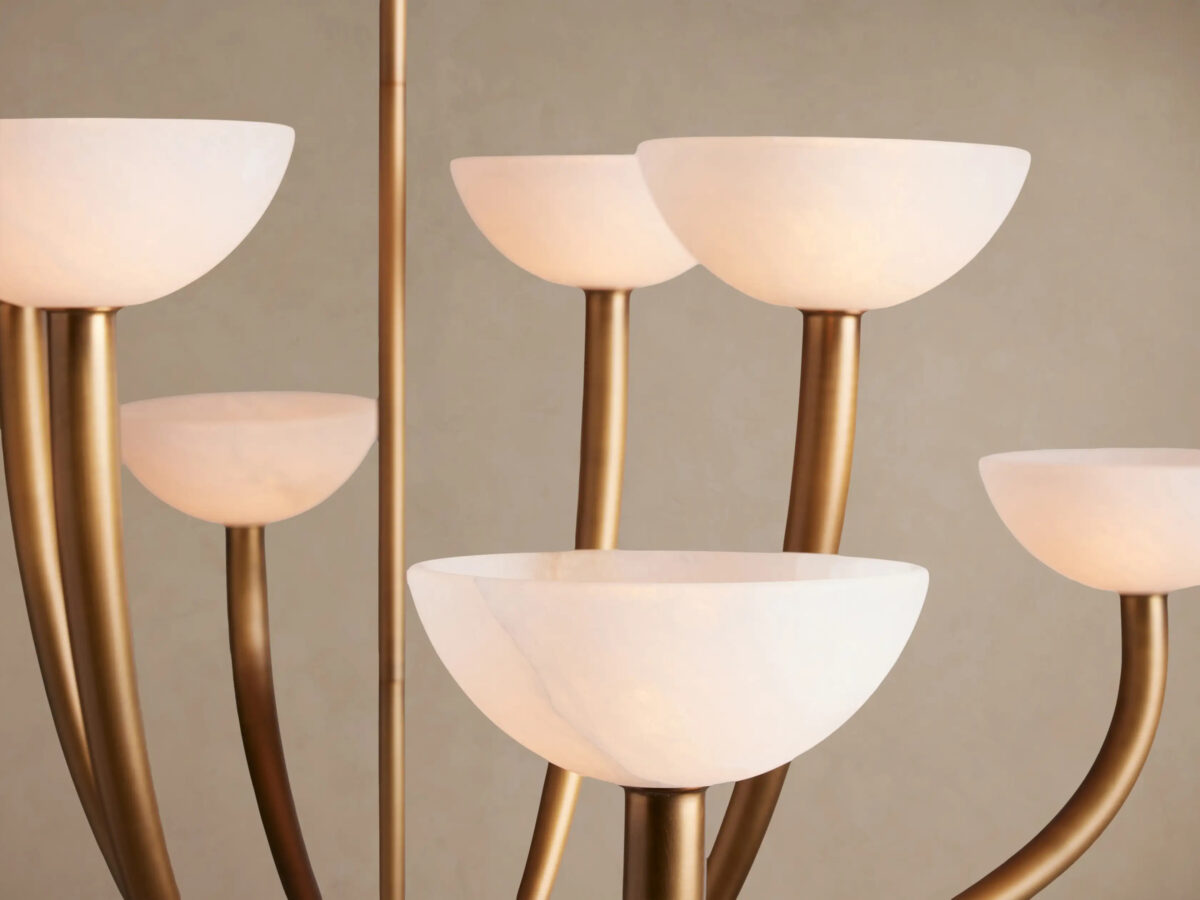 GV Saguaro Brass Chandelier with Alabaster Shades - Image 3