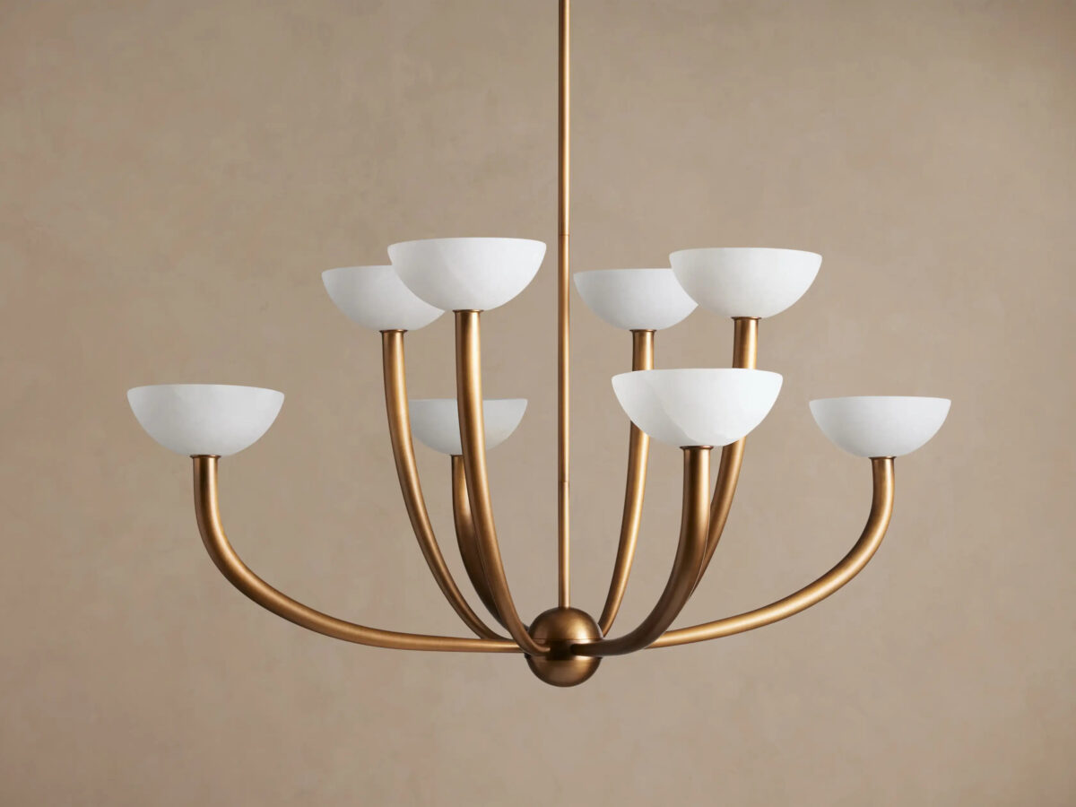 GV Saguaro Brass Chandelier with Alabaster Shades - Image 2