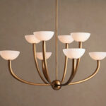 GV Saguaro Brass Chandelier with Alabaster Shades