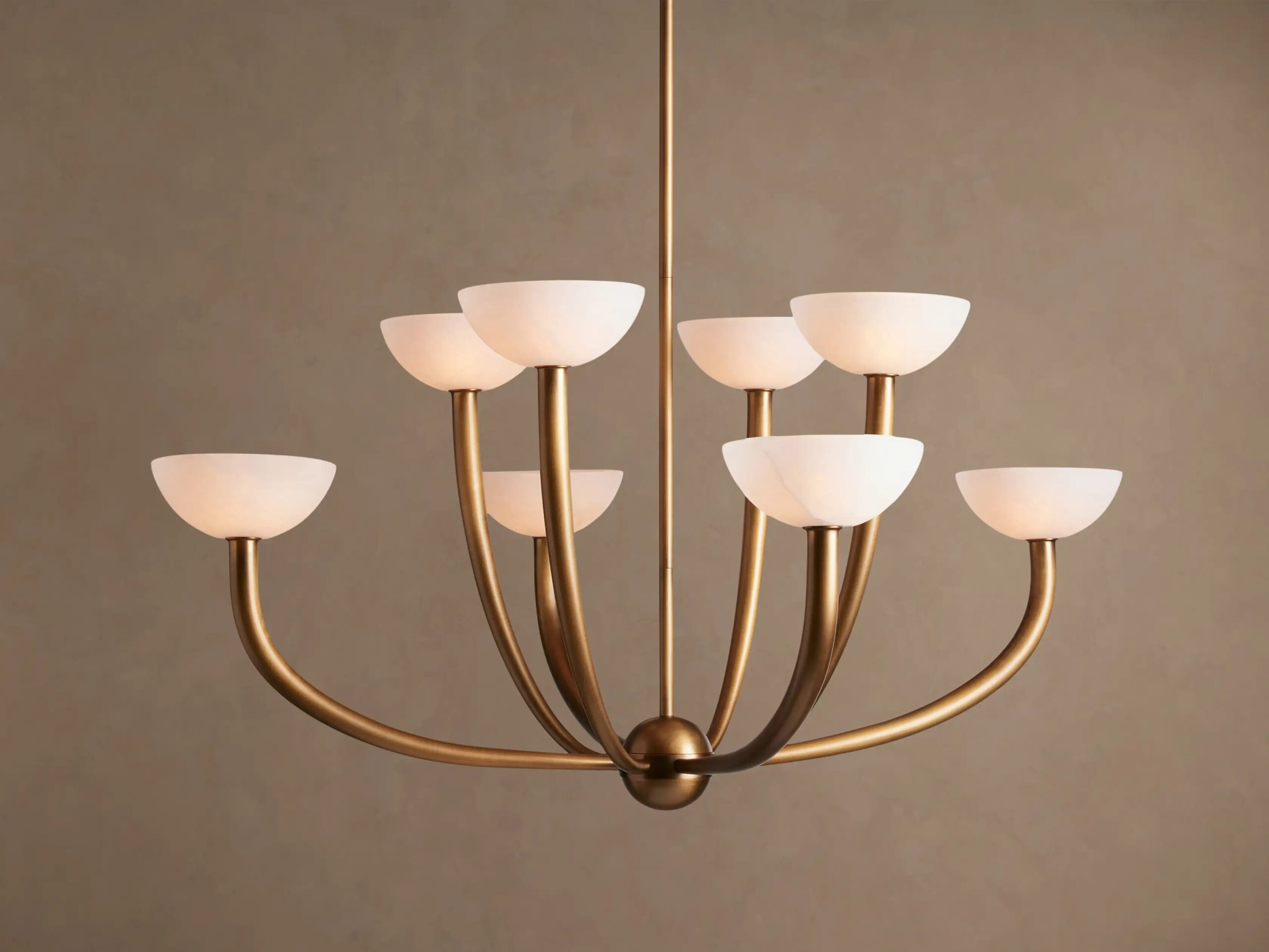 661595H611_PO260114 GV Saguaro Brass Chandelier with Alabaster Shades - Image 1