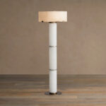 GV Chayla Alabaster Floor Lamp in Dark Antique Brass