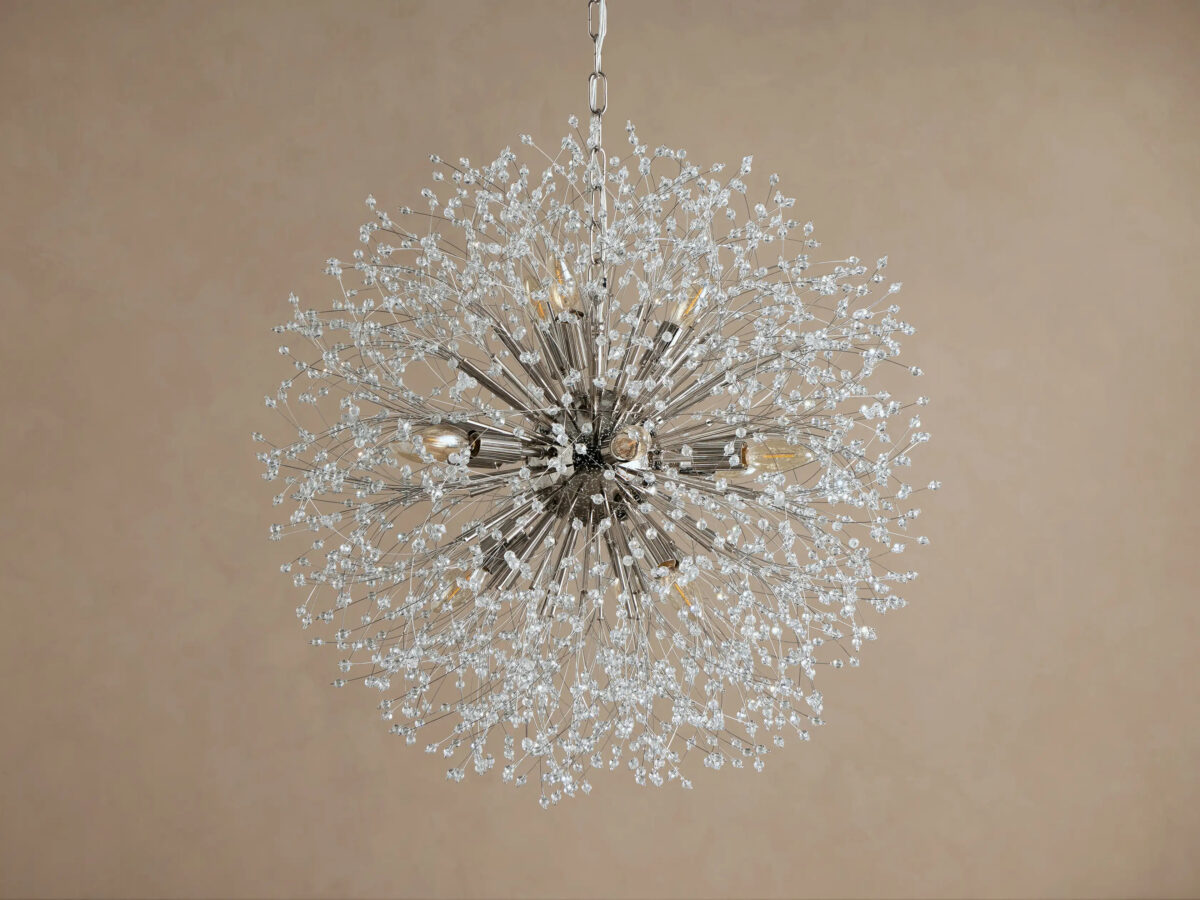 GV Dandelion Round Crystal Chandelier 30 Inch Silver - Image 2