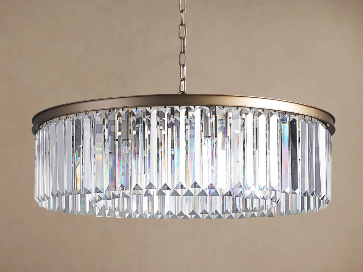 GV Leyland Round Art Deco Glass Light Chandelier - Image 2
