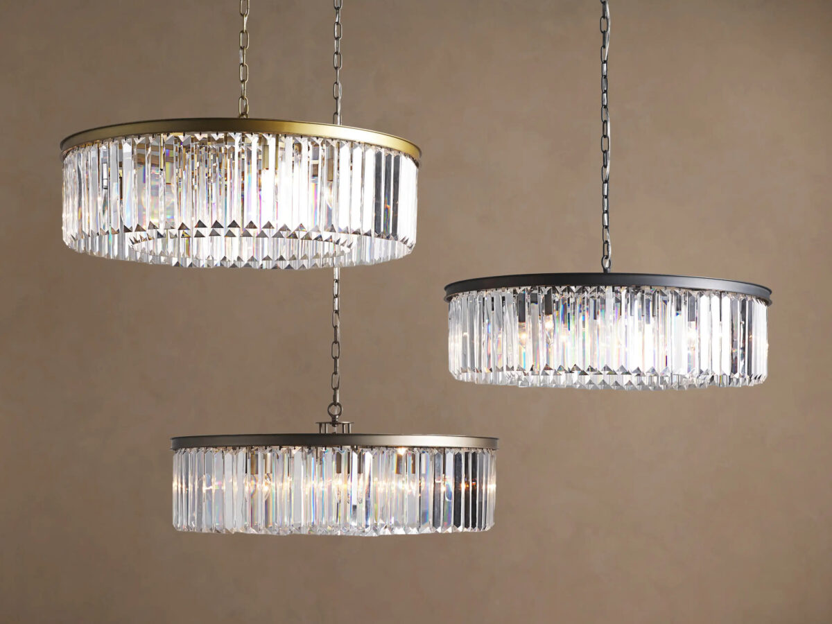 GV Leyland Round Art Deco Glass Light Chandelier - Image 7