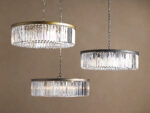 GV Leyland Round Art Deco Glass Light Chandelier - Image 7