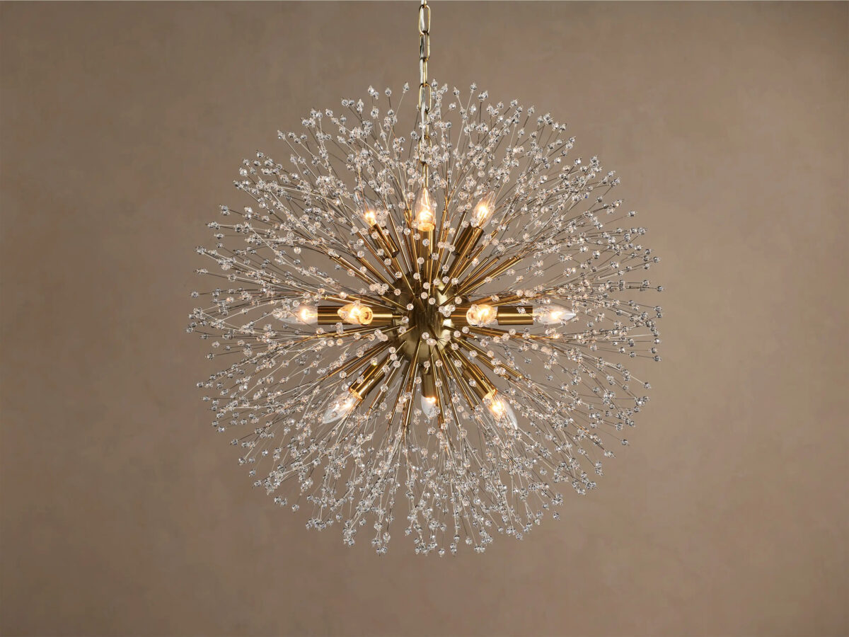GV Dandelion Round Crystal Chandelier 30 Inch Silver - Image 9