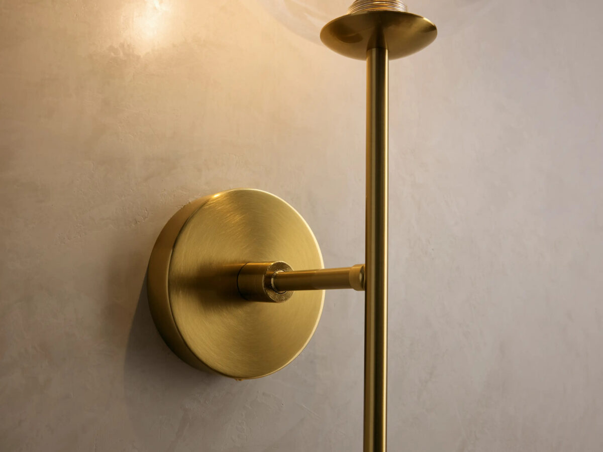 GV Roscoe Modern Brass Sconce with Glass Globe - Image 3