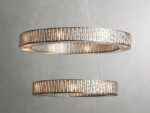 GV Modern Glass Light 2 Tier Round Nickel Chandelier