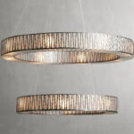 GV Modern Glass Light 2 Tier Round Nickel Chandelier