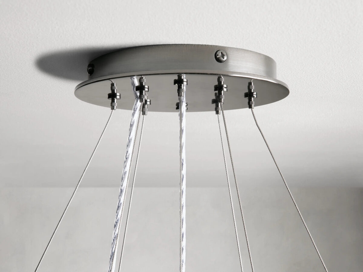 GV Modern Glass Light 2 Tier Round Nickel Chandelier - Image 4