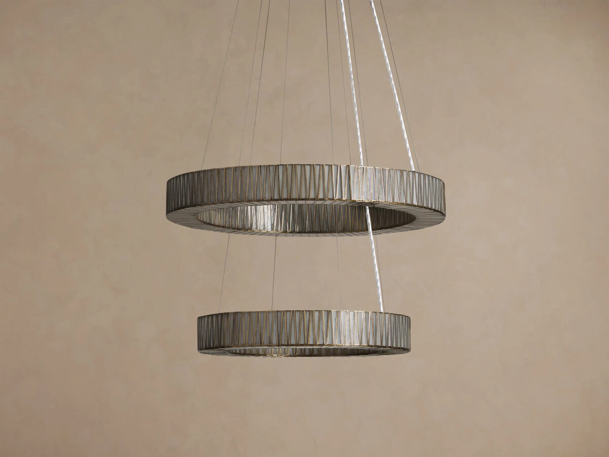 GV Modern Brass Light 2 Tier Round Chandelier - Image 2