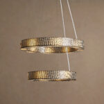 GV Modern Brass Light 2 Tier Round Chandelier