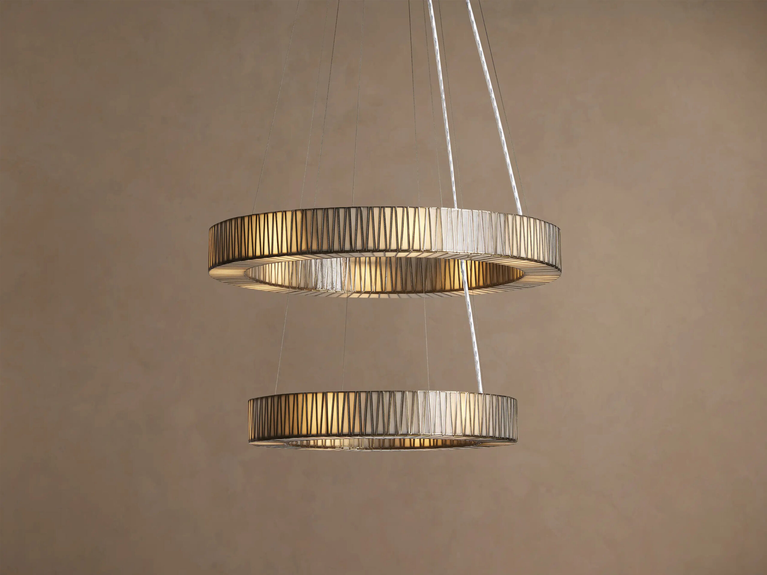 662082H3332_WJ260114 GV Modern Brass Light 2 Tier Round Chandelier - Image 1