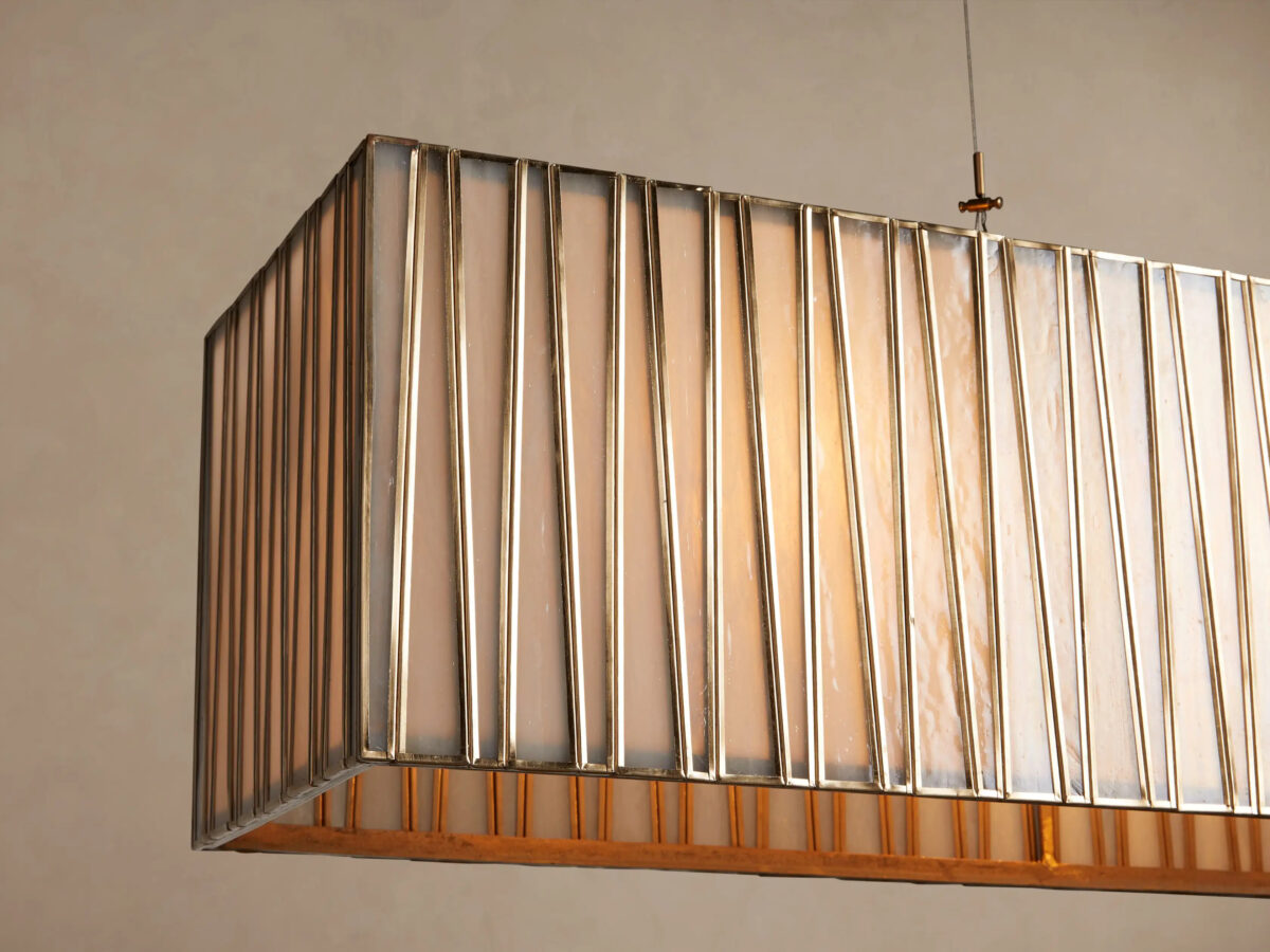 GV Brass Chandelier Rectangular Glass Light - Image 3