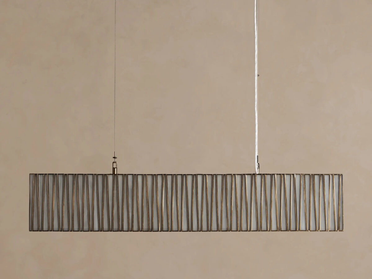 GV Brass Chandelier Rectangular Glass Light - Image 2