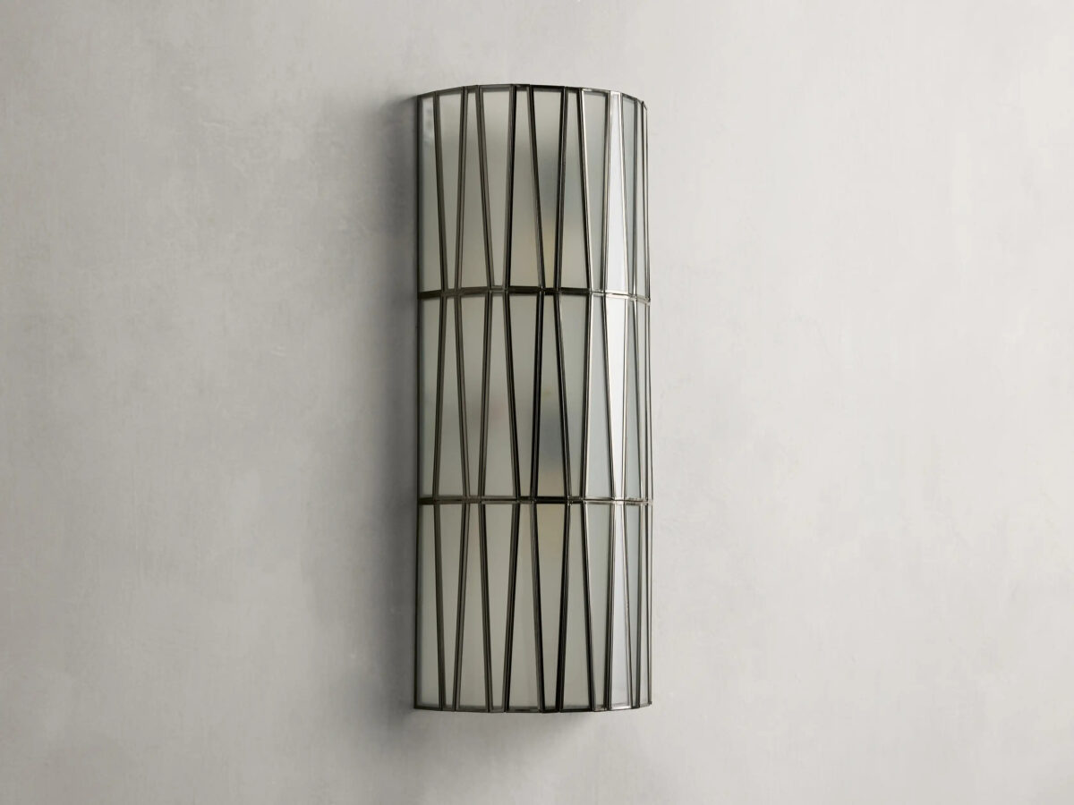 GV Jeunet Nickel Glass Sconce 24 Inch Wall Light - Image 2