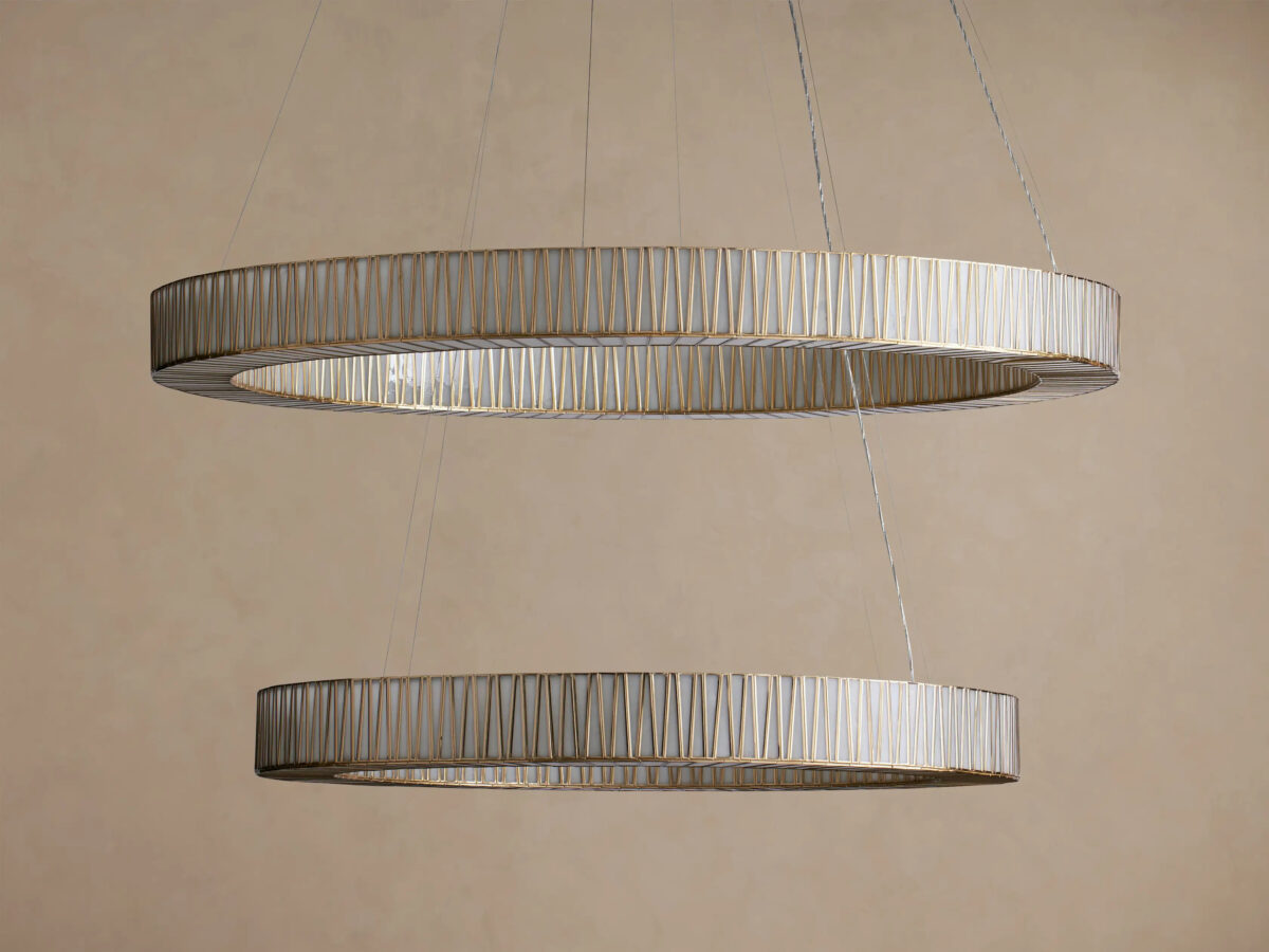 GV Modern Brass Light 2 Tier Round Chandelier - Image 6