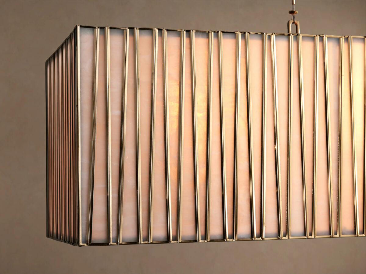 GV Brass Chandelier Rectangular Glass Light - Image 11