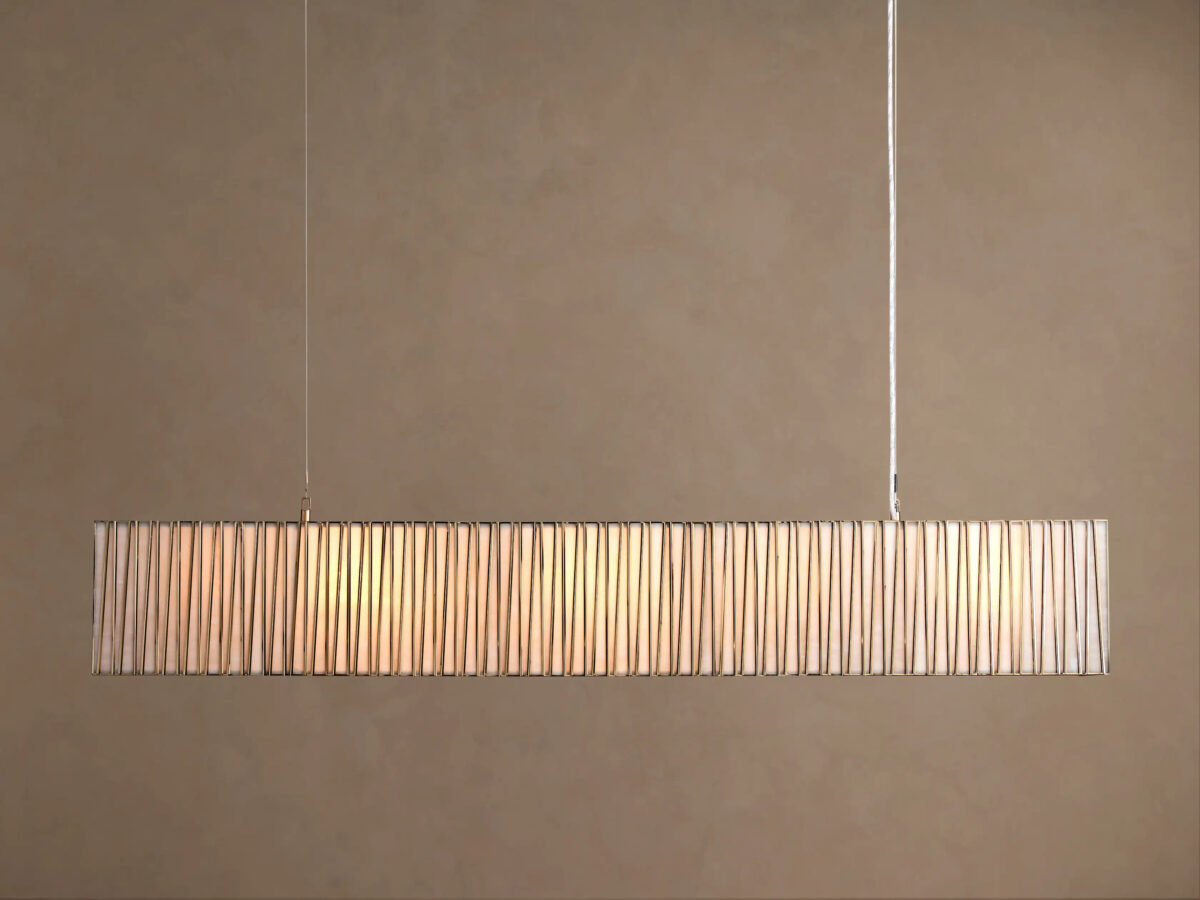 GV Brass Chandelier Rectangular Glass Light - Image 9