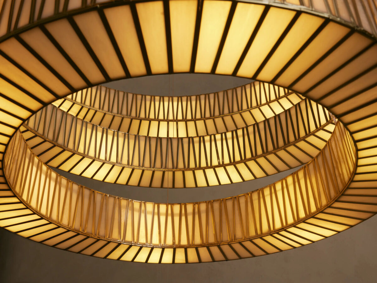 GV Brass Glass Chandelier 3 Tier Round - Image 4