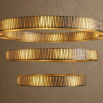 GV Brass Glass Chandelier 3 Tier Round
