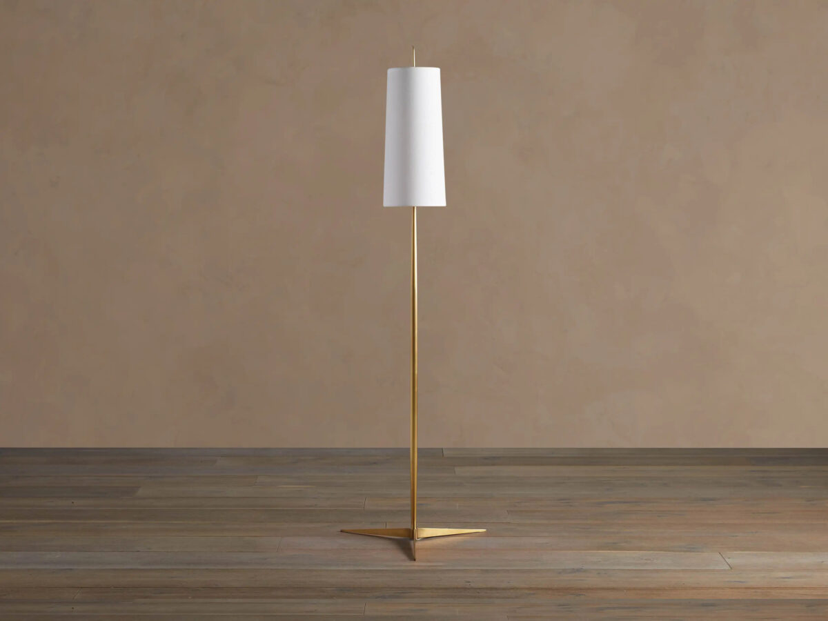 GV Lancia Brass Floor Lamp with Linen Shade - Image 2