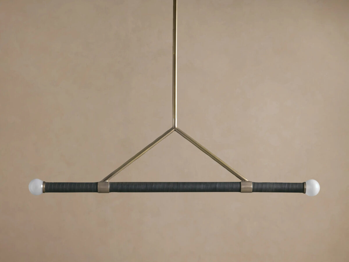 GV Randall Modern Leather Light Two Globe Pendant - Image 2