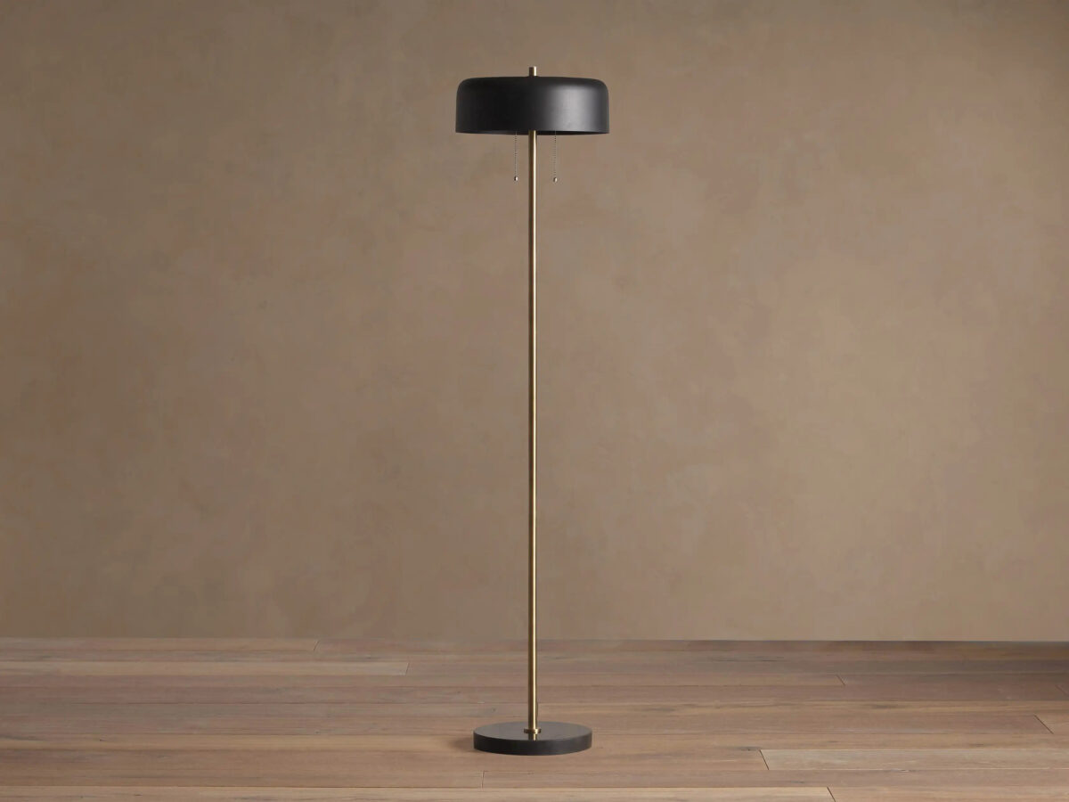 GV Oliver Brass Floor Lamp with Black Shade - Image 2