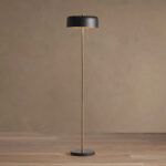 GV Oliver Brass Floor Lamp with Black Shade