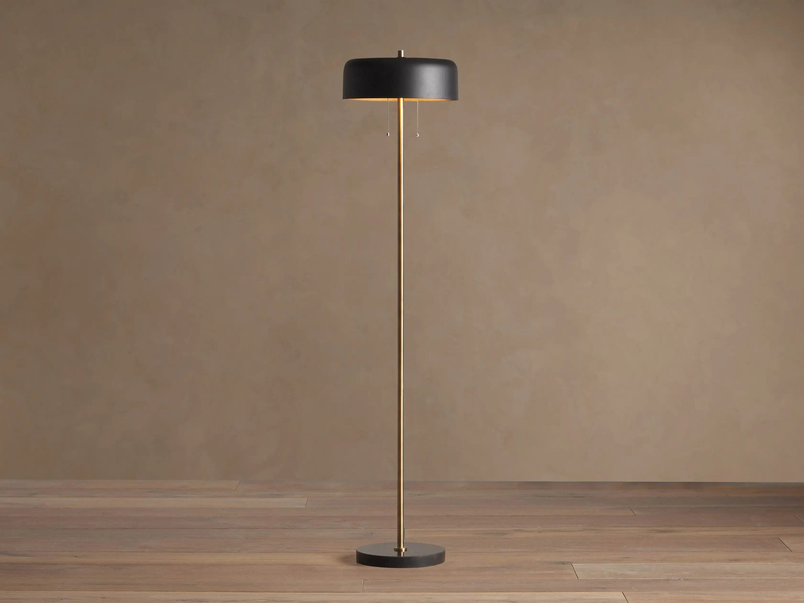 663507H303_ZF260112 GV Oliver Brass Floor Lamp with Black Shade - Image 1