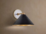 GV Black Brass Sconce with Matte Cone Shade
