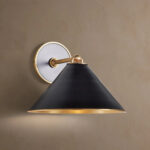 GV Black Brass Sconce with Matte Cone Shade