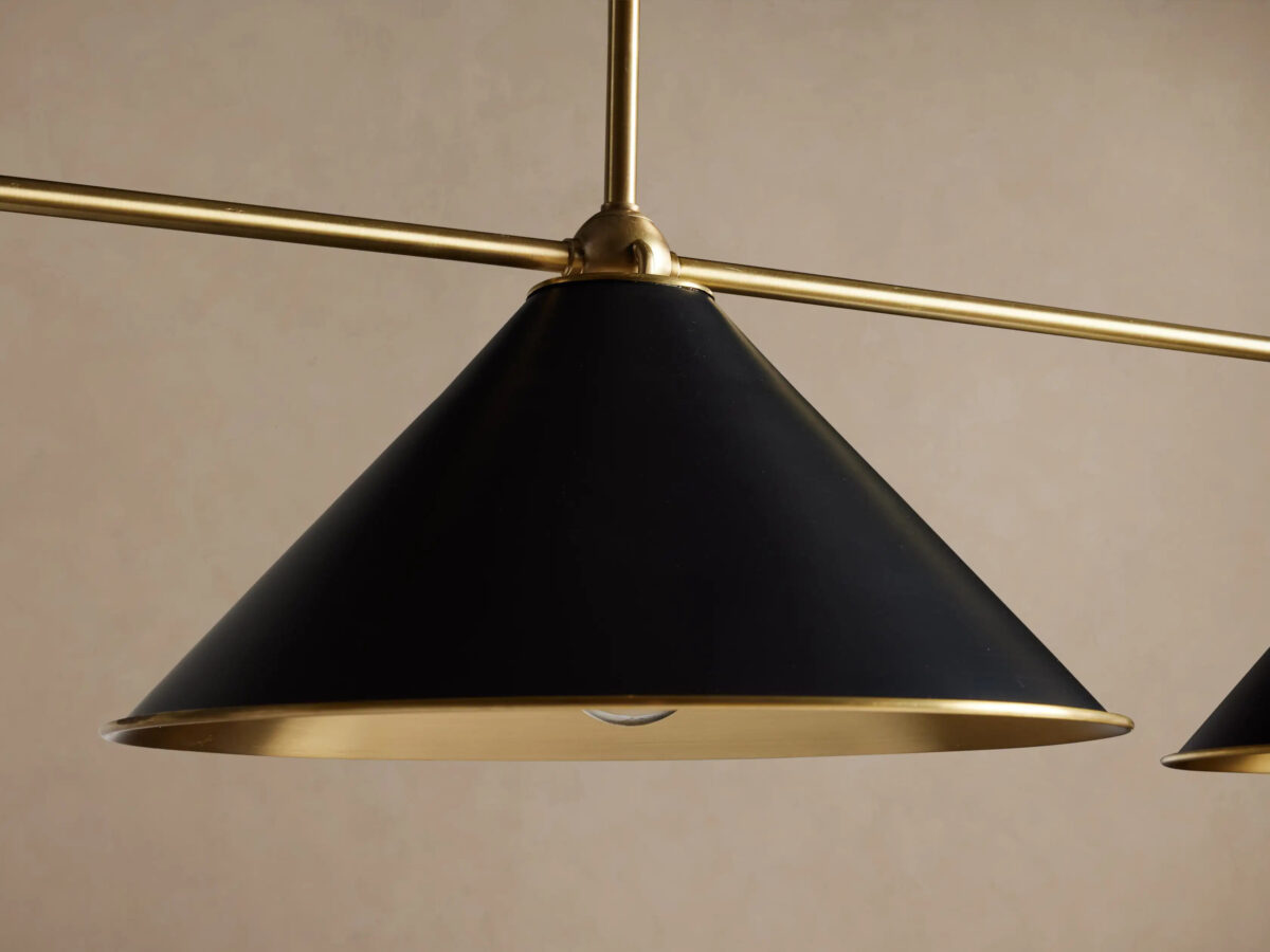 GV Linear Brass Light Black 3 Light Chandelier - Image 3