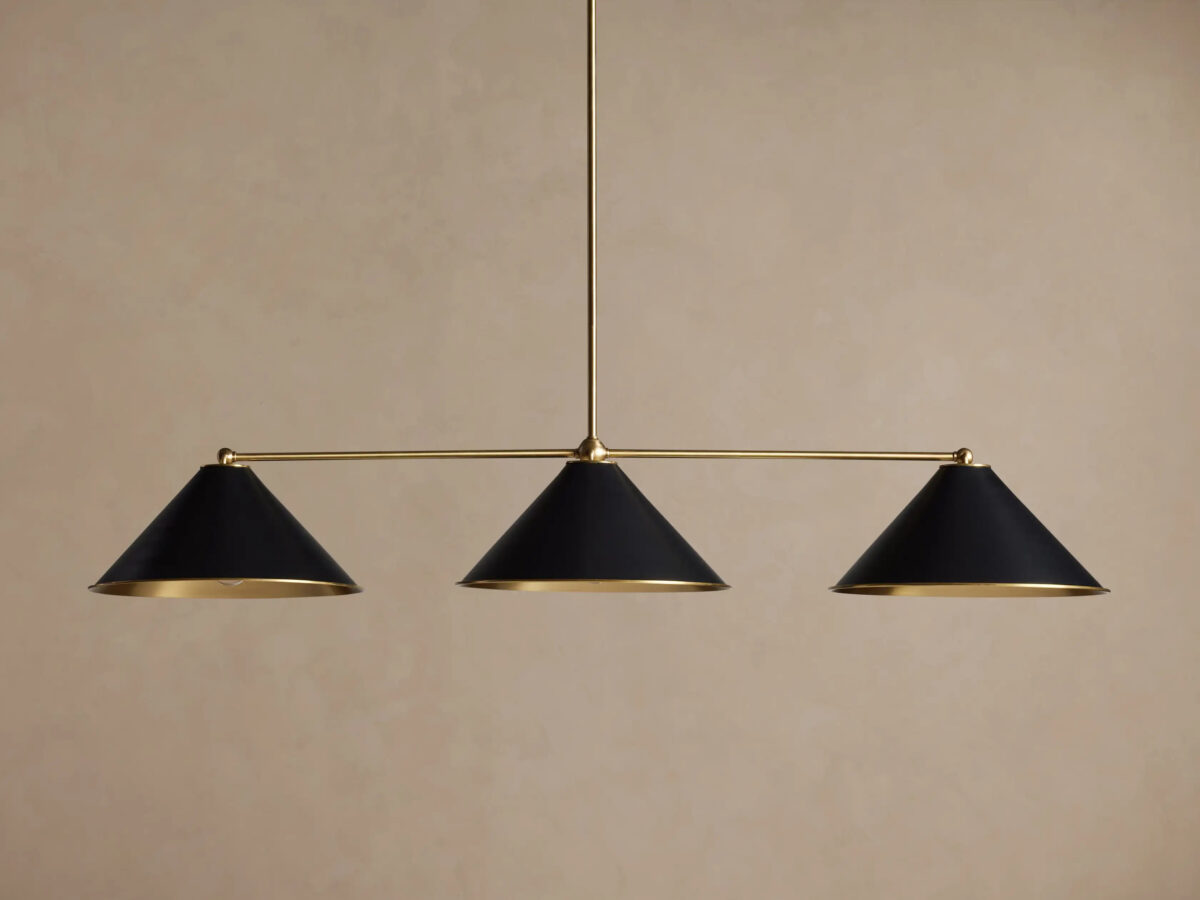 GV Linear Brass Light Black 3 Light Chandelier - Image 2