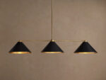 GV Linear Brass Light Black 3 Light Chandelier